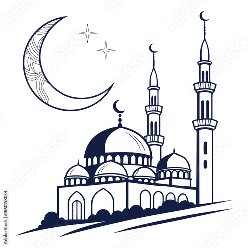 Minimal Ramadan Inspired Icon with Abstract Crescent Geometry