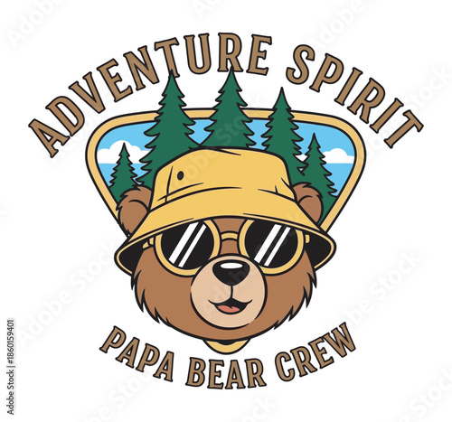 Adventure spirit papa bear crew outdoor camping graphic design for t-shirt print