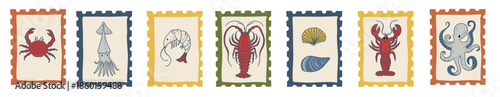 Italian Seafood Postcard Stamp Set