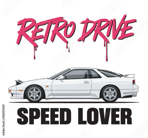 Retro drive speed lover vintage car graphic design for t-shirt print poster