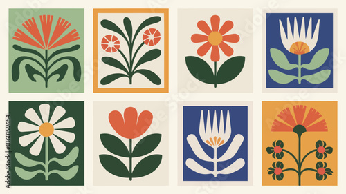 Vibrant floral art with diverse colorful flower designs