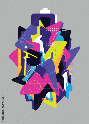  Technology virtual reality of people , artificial intelligence  abstract vector colorful illustration