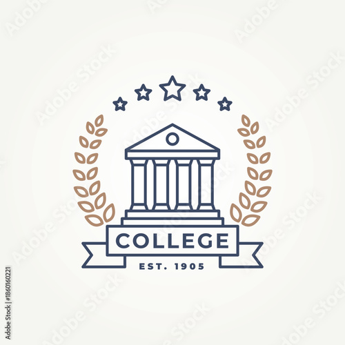 university college and high school emblem line art icon logo vector illustration design