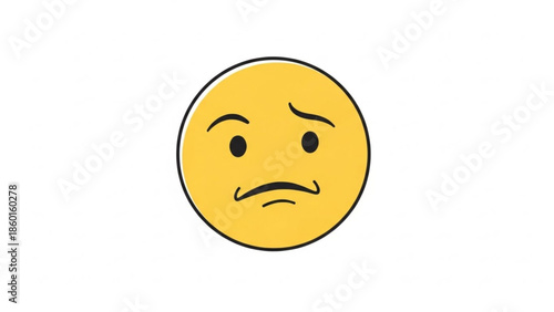 A yellow emoticon with a frowning face and raised eyebrows