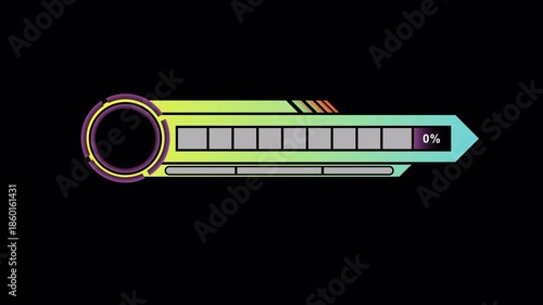 Video Game Health Bar Loading from 100 to 0 with Alpha Channel, you can add photos in the blank area