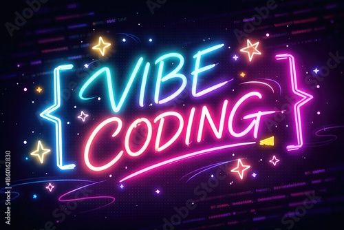 Neon coding aesthetic showcasing vibrant vibe of programming language creativity illuminated by colorful glowing elements reflecting digital artistry and contemporary tech culture