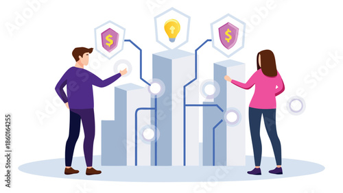 Business team analyzing financial growth strategy