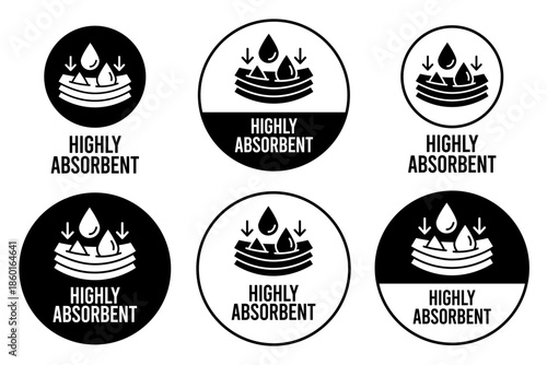 Absorbent icon vector or Absorbent label isolated on white. Sanitary care symbol. Moisture absorbing. Protect skin concept. Vector thin line icon.