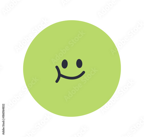 Cute funny emoji, round head, circle face. Abstract amusing kawaii character with puffed cheek, comic joyful cheerful expression, smile. Flat vector illustration isolated on white background