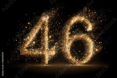 Sparkling Golden Number 46 Against Dark Background for Celebrations