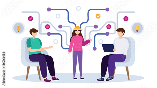 Diverse team collaborating on innovative project with technology