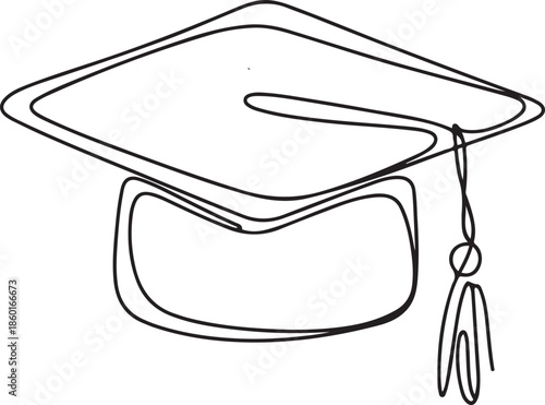hand drawn line art vector illustration of graduation hat, graduation.one line vector illustration with out background