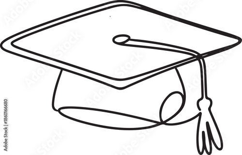 hand drawn line art vector illustration of graduation hat, graduation.one line vector illustration with out background
