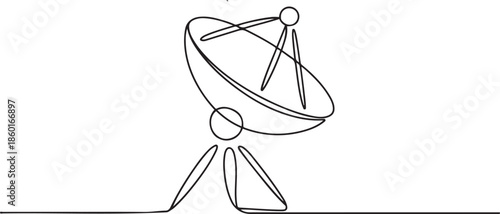 Continuous line drawing of satellite dish.one line vector illustration with out background