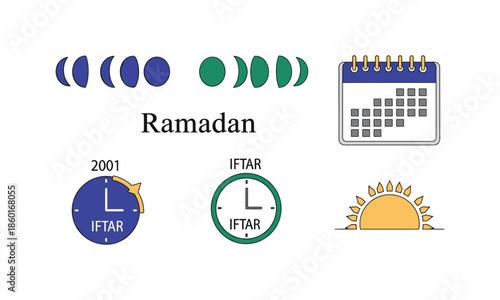 Ramadan kareem iftar time set bundle ramadan illustration for graphic