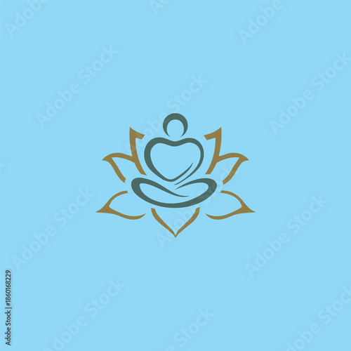 Meditating figure amidst serene lotus petals