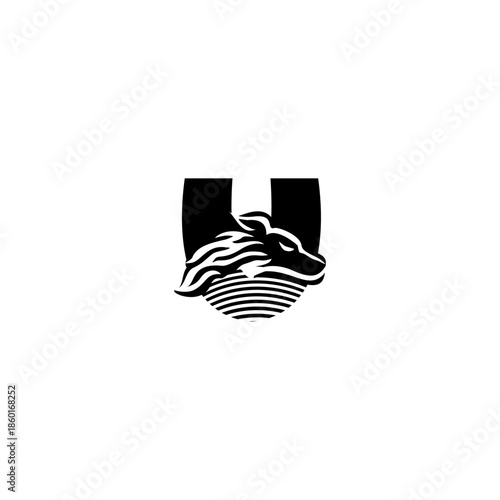 Esports Wolf Head Letter U Lo...