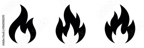 Fire Icon Collection Vector – Multiple Flame Shapes in Flat Style