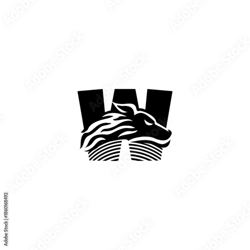 Esports Wolf Head Letter W Lo...