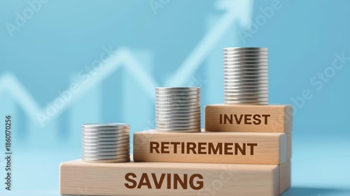 Financial growth and wealth management key to compound interest success retirement planning saving invest strategies for secure future financial freedom with stacked coins upward arrow background