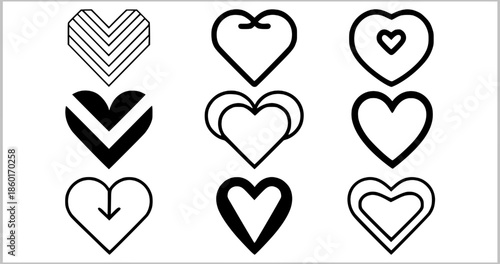 set of heart icons vector