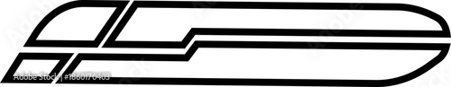 Black Racing Stripes Line Style Vector Icon Speed Mark Symbol and Dynamic Outline Graphic Featuring Motion Lines, Chevron Arrows and Fast Design Elements