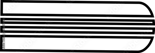 Black Racing Stripes Line Style Vector Icon Speed Mark Symbol and Dynamic Outline Graphic Featuring Motion Lines, Chevron Arrows and Fast Design Elements