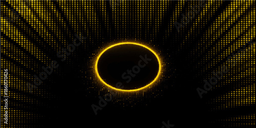 An abstract fractal burst background features glowing solar rays and a bright blue energy ring forming a cosmic eclipse design over a dark black space illustration