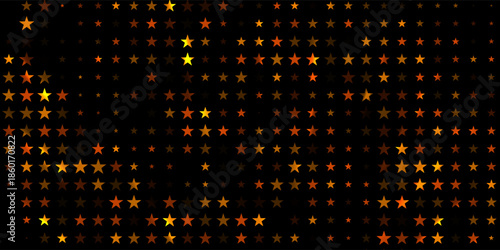 Dark Black vector cover with small and big orange stars. Modern geometrical abstract illustration with stars. Best design for your ad, poster, banner.