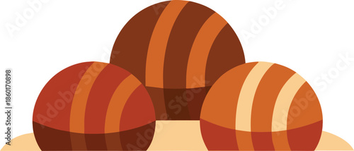 Three striped oranges on a surface isolated on transparent background, Vector, illustration