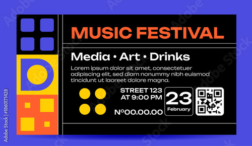 Modern Geometric Music Festival Banners with Abstract Shapes
