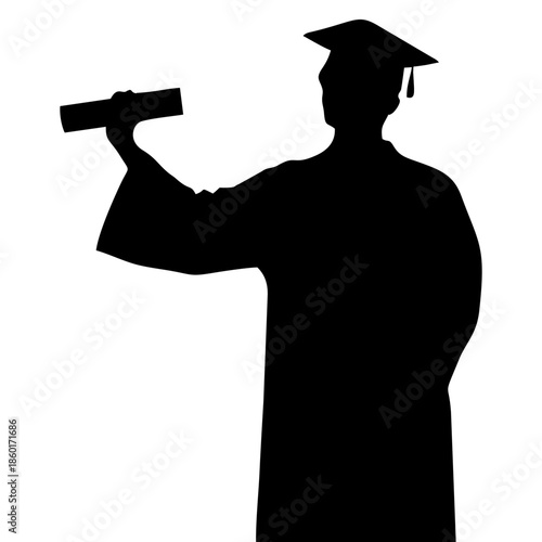 SILHOUETTE OF A PERSON WITH A TOGA AND PAPER