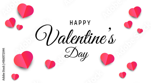 Valentine’s Day holiday background with decorative hearts and stylish text design. Romantic theme with clean, modern layout.