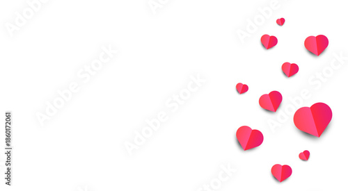 Floating hearts with soft shadows create an atmosphere of love, warmth, and tender feelings. Perfect for themes related to relationships, holidays, and greetings.