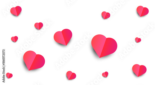 Floating hearts with soft shadows create an atmosphere of love, warmth, and tender feelings. Perfect for themes related to relationships, holidays, and greetings.