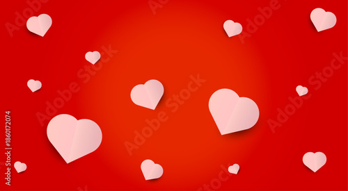 An abstract composition of red and pink hearts floating in space. A symbol of love, romance, care, and positive emotions.