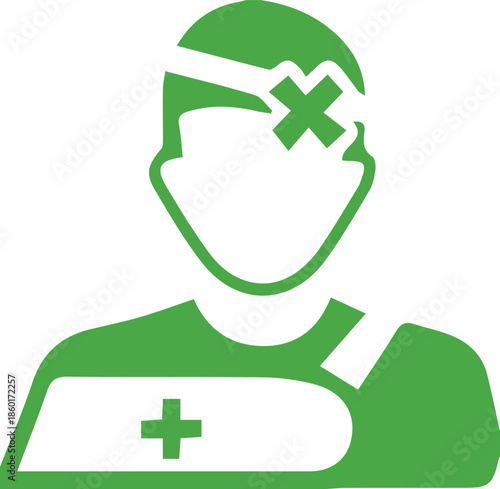 Injured icon men head injure hand plaster 