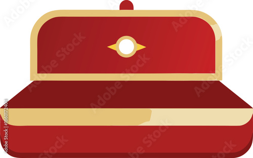 Red and gold clamshell box isolated on transparent background, Vector, illustration
