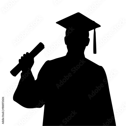 SILHOUETTE OF A PERSON WITH A TOGA AND PAPER