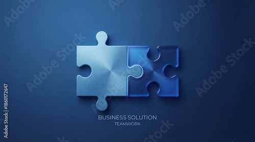 Business solution teamwork puzzle pieces represent collaboration and unity