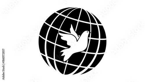Dove Around The World, black isolated silhouette