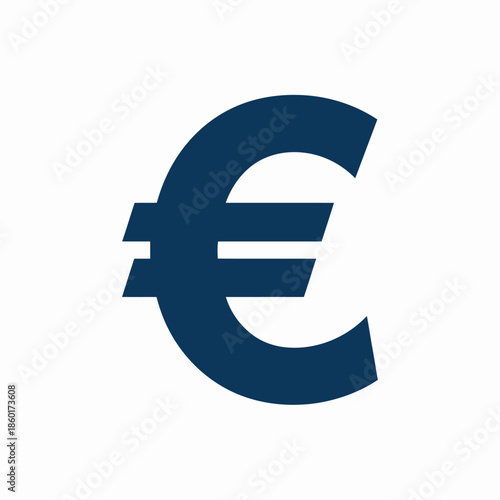 Euro currency symbol in dark blue on white background.