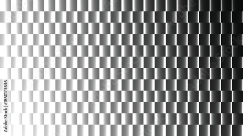 Abstract digital pattern featuring a gradient of small vertical rectangles transitioning from white to dark grey.