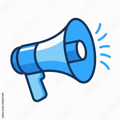 Blue Megaphone Icon Announcement Alert.
