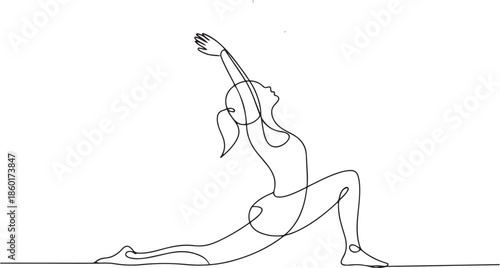 girl pose yoga asana.one line vector illustration with out background.