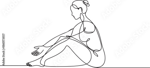 girl pose yoga asana.one line vector illustration with out background.
