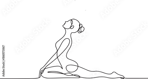 girl pose yoga asana.one line vector illustration with out background.