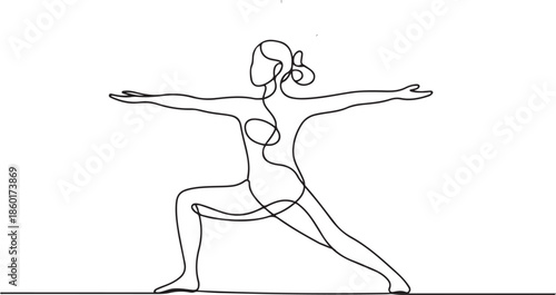 girl pose yoga asana.one line vector illustration with out background.