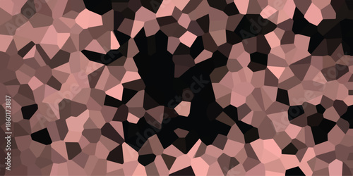 Abstract geometric mosaic pattern with rose gold and black polygonal shapes creating a textured background for digital design and artistic concepts