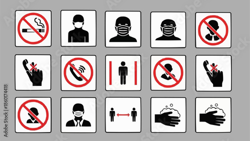 Collection of Coronavirus Safety Signs and Symbols.